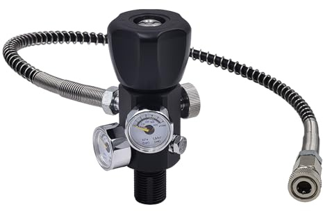 DRYHTEN Adaptateur de station de remplissage à valve DIN 4500 psi / 300 bar avec tuyau de 50 cm double manomètre pour le chargement réservoir Scuba, paintball, PCP, airsoft, plongée, cylindre HPA (M18