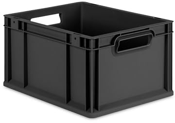 PROREGAL Eurobox NextGen Grip | HxBxT 22x30x40cm | 20 Liter | Griffe offen | Schwarz | Eurobehälter, Transportbox, Transportbehälter, Stapelbehälter