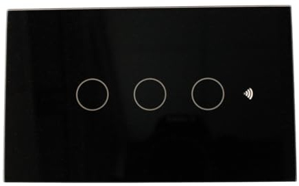 Interruttore Touch da Parete WiFi 2.4G + BLE + RF 433MHz, Vetro Temperato Nero, 3 Tasti, 120X72X38mm Per Scatola 503 Italiano, App TUYA Smart Life