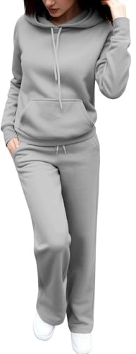 HOOUDO Tracksuit Womens Full Set UK 2 Piece Co Ord Sets Outfits Casual Jogging Sweat Suits Hoodie and Sweatpants Jogger Set Ladies Gym Activewear Y2K Lounge Wear