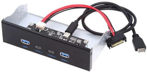 chenyang 4 ports USB 3.1 Type E Panneau Avant Header vers 2 USB 3.0 & 2 USB C Hub Port Multiplicateur Adaptateur avec Câble d'alimentation SATA pour panneau de baie de lecteur optique de 5,25