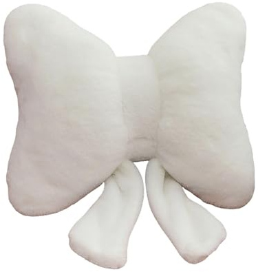 Fenteer Bow Pillow Soft Knot Throw Cushion Decorative Back Support Back Cushion for Car Seat, Office Chair, Sofa & Bedroom Home Decor, Modern Decor Pillow, White