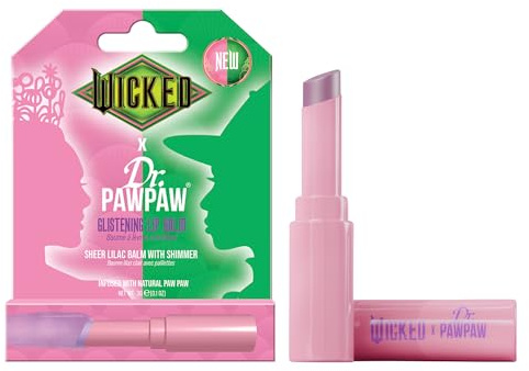 Dr.PAWPAW x WICKED Glistening Lip Balm 3g, Sheer Lilac Pawpaw Balm with Shimmer, Hydrating and Nourishing Vegan Lip Care with Magical Finish