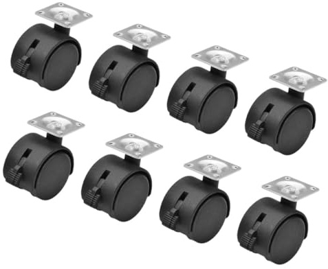 Mobestech 8 pièces Roulettes Pivotantes pour Meubles de Bureau avec Frein Roues Nylon Résistantes à Usure Remplacement Robuste pour Chaise de Bureau et Chariot