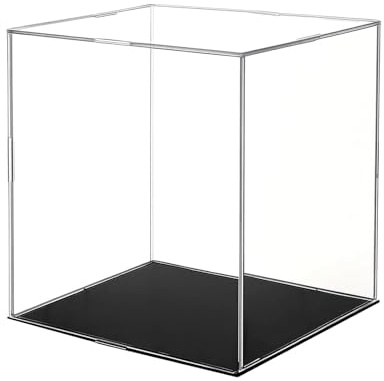 xolear Teca Espositiva Trasparente 15×15×15 cm, Acrilico Scatola Antipolvere Vetrina, Teca Plexiglass Assemblaggio Facile, Vetrina Acrilica con Base Nera per Figure D'azione, Giocattoli, Collezione