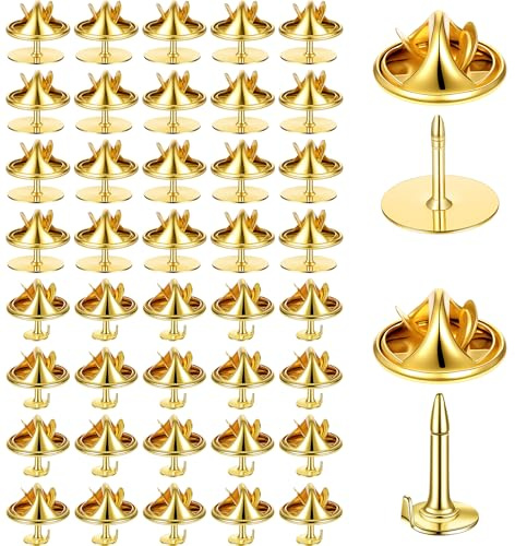 DOPENSPI 100 Pairs 2 Größen Schmetterling Pin Clutch, Metall Verschlüsse Butterfly Clips Pin mit 2 Stile Stift für Krawatten, Mäntel, Hüte, Taschen und Bastelarbeiten(Gold)