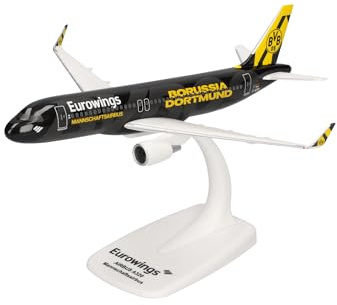 Herpa Snap-Fit modellflygplan Eurowings Airbus A320 BVB Mannschaftsairbus (2025), miniatyr i skala 1:200, samlarobjekt, modell med ställ, plast
