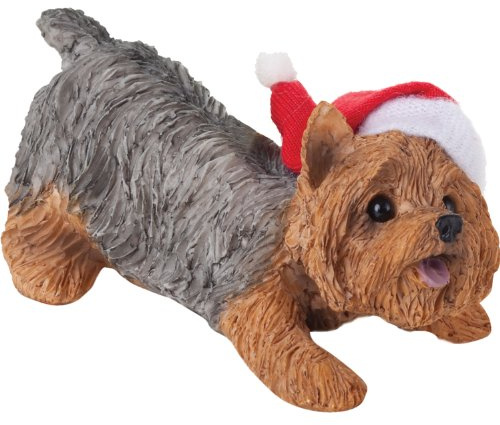 Sandicast julprydnad, harts, Yorkshire terrier (Crouching)