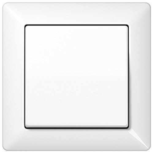 JUNG Komplett-Set AS 500 Rahmen, 1-fach - Alpinweiß, glänzend mit Wippe + Wippschalter, Universal Aus-Wechsel weiß-