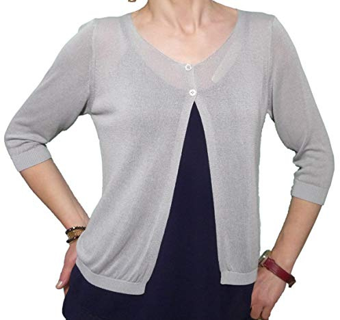 Fantasy Cardigan Spolverino Corto Coprispalle Giacchetto Bolerò Filo Viscosa Leggero Manica 3/4 Semplice Ragazza Donna