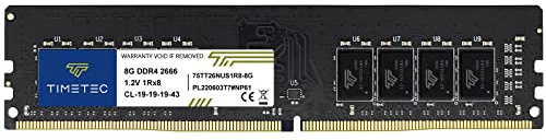 Timetec 8 GB DDR4 2666 MHz PC4-21300 Ingen ECC Obuffrad 1.2V CL19 1Rx8 Single Rank 288 Pin UDIMM Stationär dator RAM-minnesuppgraderingsmodul