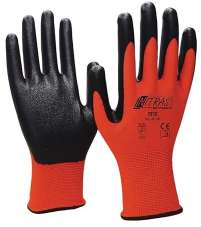 OCH - Guantes de espuma de nitrilo (talla 9 rojo/negro PA M. Nitrilschaum II, GröÃŸe 9 rojo/negro, poliamida con Nitrilschaum