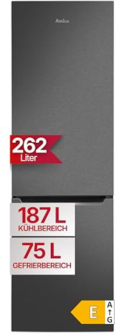 Amica KGCL 387 150 S Kühl-Gefrierkombination/Schwarze Edelstahloptik / 176cm Höhe/elektr. Steuerung/weniger Abtauen dank FrostControl/VitControl Schublade