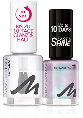 Manhattan Top Coat & Last&Shine Nail Polish 050 Mermaid Fantasy, 16 g