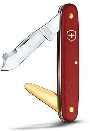 Victorinox, Greffoir combi 2, Couteau Universel de Jardin, Multifonction, Léger, Swiss Made, 3 Fonctions, Lame pointued tip, rouge