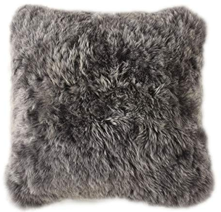 generisch Lammfell Kissen Grau aus echtem Island Lammfell ca. 45 x 45 cm Schaffell Kissen beide Seiten Lammfell von KUHFELLE online