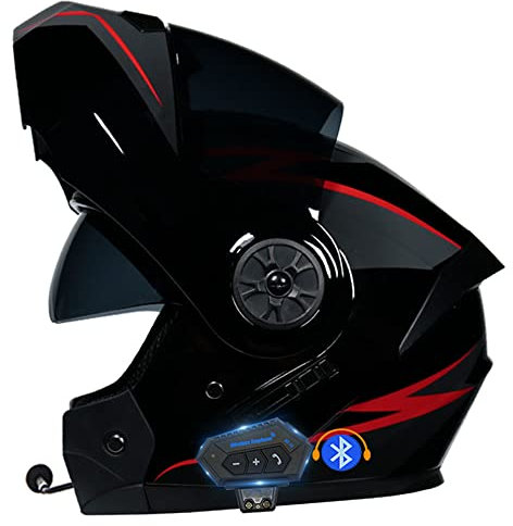 Klapphelm Motorradhelm, Bluetooth Integralhelm, Mit Doppelvisier, ECE Genehmigt, Hochfeste Schale, Atmungsaktiv Und Bequem, Für Erwachsene, Frauen Und Männer