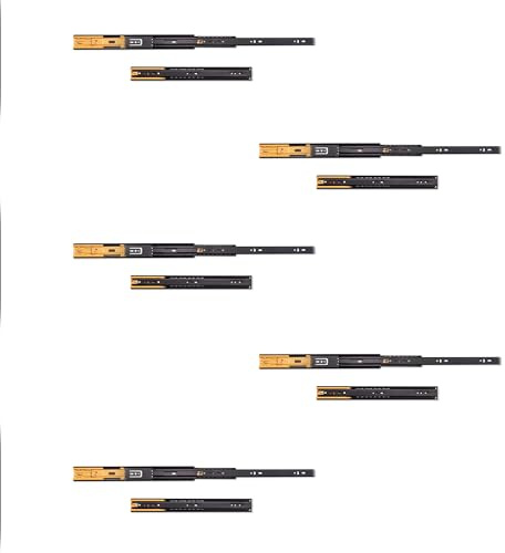 Emuca - Schubladenschienen kugellager 45mmx350mm, Set aus 5 Paar aus schubladenauszug Vollauszug mit dämpfer, Schwarz