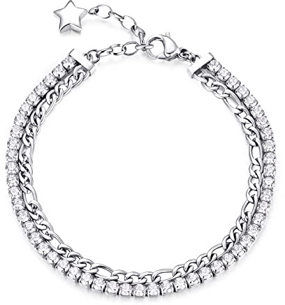 Brosway Damarmband i stål med stjärnsymbol, damarmband önskningssamling - BEI045, 185mm, Rostfritt stål Legerat stål, Zirkonia