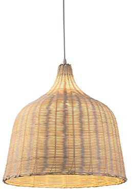 MTDYD Half-Open Bamboo Chandelier, Kitchen Island Decoration Pendant Light, Arc-top Rattan Art Hanging Lamp, Ceiling Lighting Fixture, E27 Lamp Holder, Adjustable Height