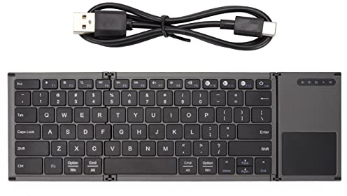 PUSOKEI Tastiera Wireless Sottile Pieghevole 78 Tasti Tastiera Ultra Sottile con Touchpad BT 5.1 USB-C Dimensioni Compatte, Chiave per Sveglia, per Windows, OS X, PC