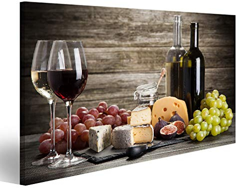 islandburner Bild auf Leinwand Wein Und Käse Stillleben Wandbild Poster Kunstdruck Bilder