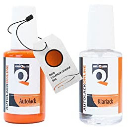 uniQum Autolack Stift + Klarlack im Vorteilsset für BMW VALENCIA ORANGE B44 Autolack Reparatur 2 x 30 ml
