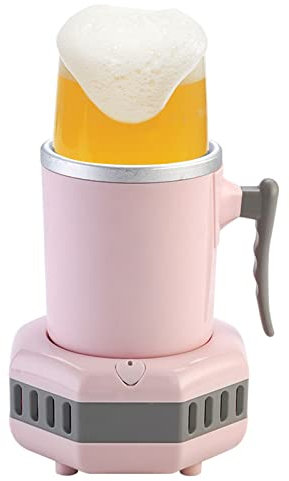 Iced Beer Wine Beverage Electronic Bottle Chiller, Portable Mini Car Refrigeration Rapid Cup Cooler, Desktop Fast Cooling(Pink)