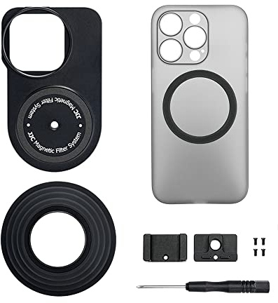 JJC Objektivfilter-Adapter und Gegenlichtblende, Filmmaking-Set für iPhone 13 Pro, Enhance Mobile Video, 1/4-Zoll-20 Innengewinde & Kaltschuh-Halterung, ausziehbar (49 mm)