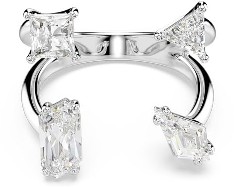 Swarovski Mesmera Offener Ring, Weißer und Rhodinierter Damenring mit Edlen Swarovski Kristallen