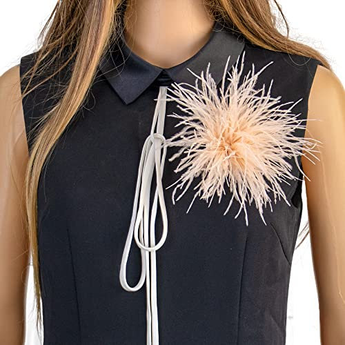 Damen Federbrosche,Natürliche Straußenfeder Ansteckbrosche Federbrosche Feder Blume Brosche Pins Kleid Zubehör Fascinators Kostüme Dekor Kopfbedeckung für Hochzeit Party Festival -Champagner Gold