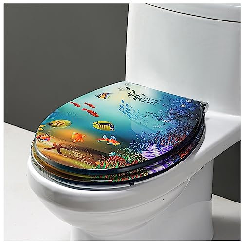 Buhelyc Toilettensitz Aus Polyresin, Edelstahlscharniere, Abnehmbar, Quick Release, Wc Brille Mit Absenkautomatik, Wc-Sitz Dekor 3D, Universale O/U/V-Form, Klobrille Einfache Montage