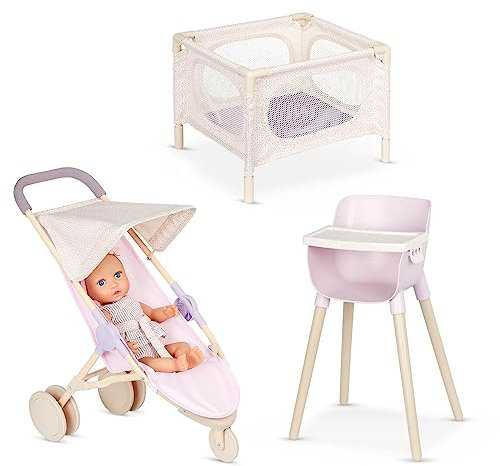 LullaBaby - Baby Puppe & Kinderzimmer-Spielset - 36 cm Realistische Baby-Puppe - Heller Hautton & Blaue Augen - Spielzeug für Kinder ab 2 Jahren