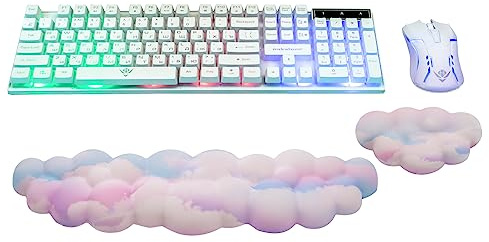 Cloud Handgelenkauflage, 2 Stück, Memory-Schaum, niedliche Wolkenhandballenauflage, Tastatur mit rutschfester Unterseite, ergonomische Cloud-Armlehne Tastatur für einfaches Tippen, Schmerzlinderung