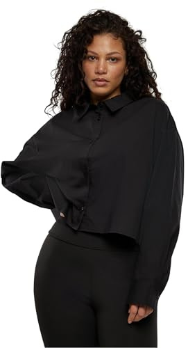 Urban Classics Damblus cropped överdimensionerad blus, svart, M