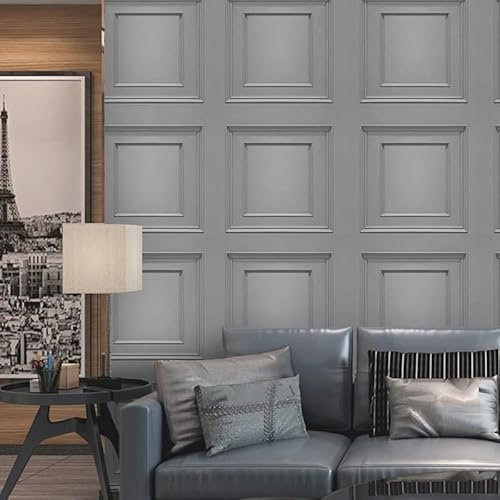 Trafagala 3D Effect Wall Panels Textured Wallpaper Embossed Wood Panel Effect Embossed Wallpaper Tartan Neutral Art Deco for Living Room Feature Wall Bedroom Ceilings Taupe