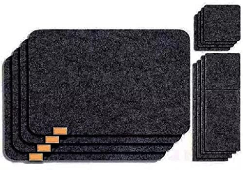 ORLOVA Esstischmatten, Tischsets-Set, 18-teilig, waschbare Filz-Tischsets, Tischsets, Glasmesser, Gabel, Untersetzer, Bestecktaschen-Set, Isolierpads, saugfähige Matte