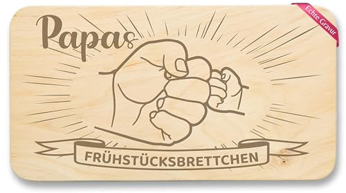 Holz - Frühstücksbrett - Papas Frühstücksbrettchen I Geschenk Papa Weihnachten I Geburtstag I Vesperbrett Papi Gravur - 22x12 - Holz - holzbrett vatertag geschenke für väter vater zum