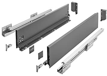 MS Beschläge Schubladensystem Schubkastensystem Soft Close Funktion Küchenschublade 40 kg Traglast Schubladen-Set Anthrazit Schubladenauszug Vollauszug (Länge: 250mm, Höhe: 120mm)