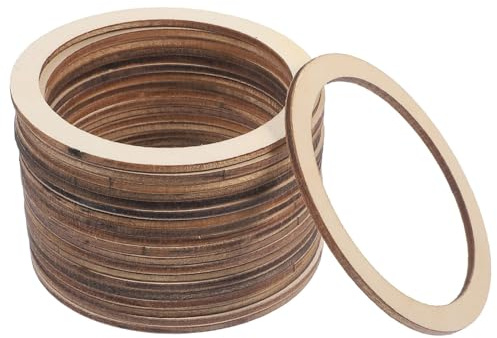 NUOBESTY 20 Anneaux En Bois À Peindre Soi-Même Cercles Ronds 7.50 cm Bois Brut Lisse Pour Loisirs Créatifs Macramé Bijoux Décoration Intérieure