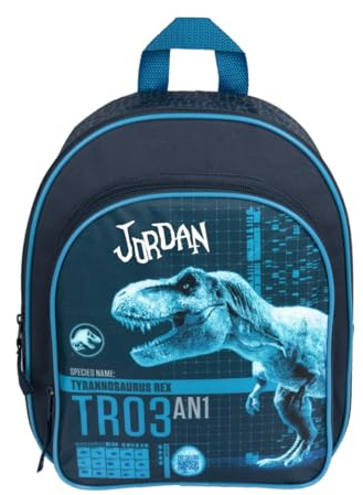 minimutz Kindergartenrucksack Dinosaurier TRex Jungen - Personalisiert mit Name - Rucksack Kinder mit Vortasche - 2 Fächer 25x31x10 cm