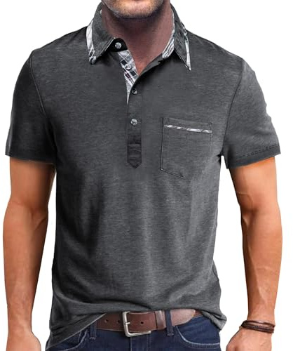 Comilaka Polo Homme Manches Courtes Polo Shirts Sport Casual T-Shirt Slim Fit Couleur de Contraste Été