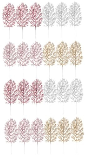 Ciieeo 24stücke Kunstblätter Weihnachtsdeko Imitation Für Fensterdisplay Und Fotorequisiten Roségold Für Und Hochzeiten