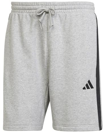 adidas Herren Essential Three Stripes French Terry Short Shorts, medium Grey Heather/Black, XXL