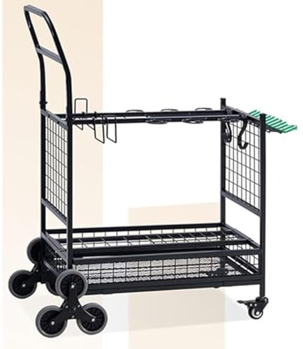 Rack de Rangement Polyvalent pour Outils de Jardinage,Rack de Rangement pour Outils de Nettoyage,avec Roues et Fentes Racks pour matériel de Jardinage,Black-20.4inx34.2inx39.7in