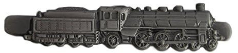 Krawattenklammer Lok Eisenbahn antiksilbern geschwärzt matt 7 cm l. + Geschenkbox