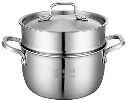 ANSNOW Cacerola Vaporera, Olla Vaporera de Acero Inoxidable, Olla para Caldo en Capas Y Vaporera con Tapa de Acero Inoxidable/16,5 * 15Cm