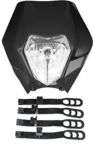 Motorrad Hauptscheinwerfer,Motorrad Scheinwerfer Moto-Schmutz-Fahrrad-Motorrad-Scheinwerfer-Scheinwerfer-Scheinwerfer-Passend Für SX F EC XCF SMR SXS 125 250 350 450 500 505 520 530(Color:Black)