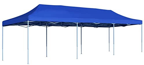 LAPOOH Hopfällbart popup-festtält 3 x 9 m blå, UV-skydd 50+, vattentätt, vikbart festtält, utomhusevenemang skydd-44977