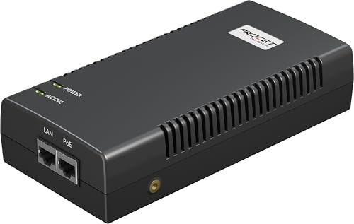 PROCET - Inyector PoE de 90 W 55 V CC Gigabit 10G PoE, IEEE802.3bt PoE++, 0 ℃ a 40 ℃, puertos AC+PoE, protección contra sobretensiones para cámaras IP, AP inalámbrico, IoT